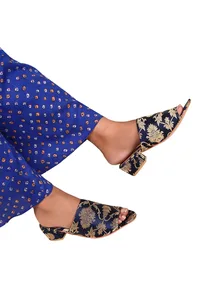 Black Brocade Block Heels image 1