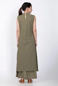 Mehandi Green Halter Neck Cotton Kurta image 5