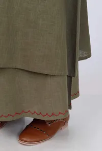 Mehandi Green Halter Neck Cotton Kurta image 6