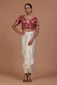 Maroon Color Raw Silk Embroidered Blouse image 2
