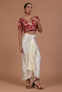 Maroon Color Raw Silk Embroidered Blouse image 3