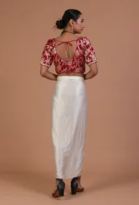 Maroon Color Raw Silk Embroidered Blouse image 5