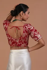 Maroon Color Raw Silk Embroidered Blouse image 6