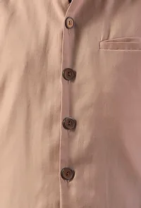 Cream Beige Blend Nehru Jacket image 5