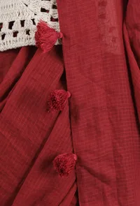 Maroon kota tassel embellished saree image 5