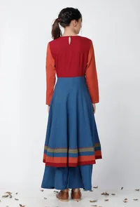 A-line Multicolor Blocked Cotton Kurta image 4