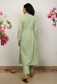 Mint Green Cotton Kota  Kurta image 4