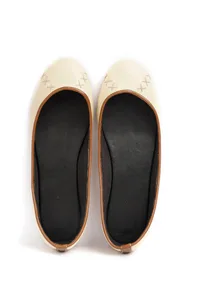 Cream White Cruelty Free Leather Flat Ballerinas image 2