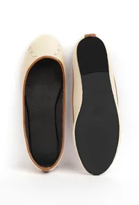 Cream White Cruelty Free Leather Flat Ballerinas image 3