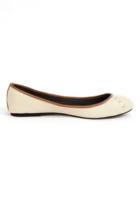Cream White Cruelty Free Leather Flat Ballerinas image 4