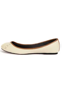 Cream White Cruelty Free Leather Flat Ballerinas image 5
