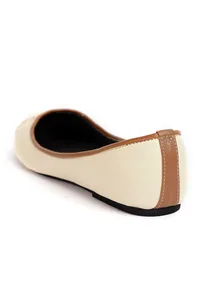 Cream White Cruelty Free Leather Flat Ballerinas image 6
