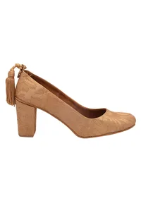 Beige Brocade Block Heel image 3