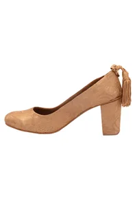 Beige Brocade Block Heel image 4