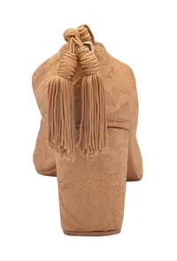 Beige Brocade Block Heel image 5