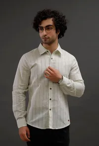 Sepia Green Cotton Slim Fit Shirt image 1