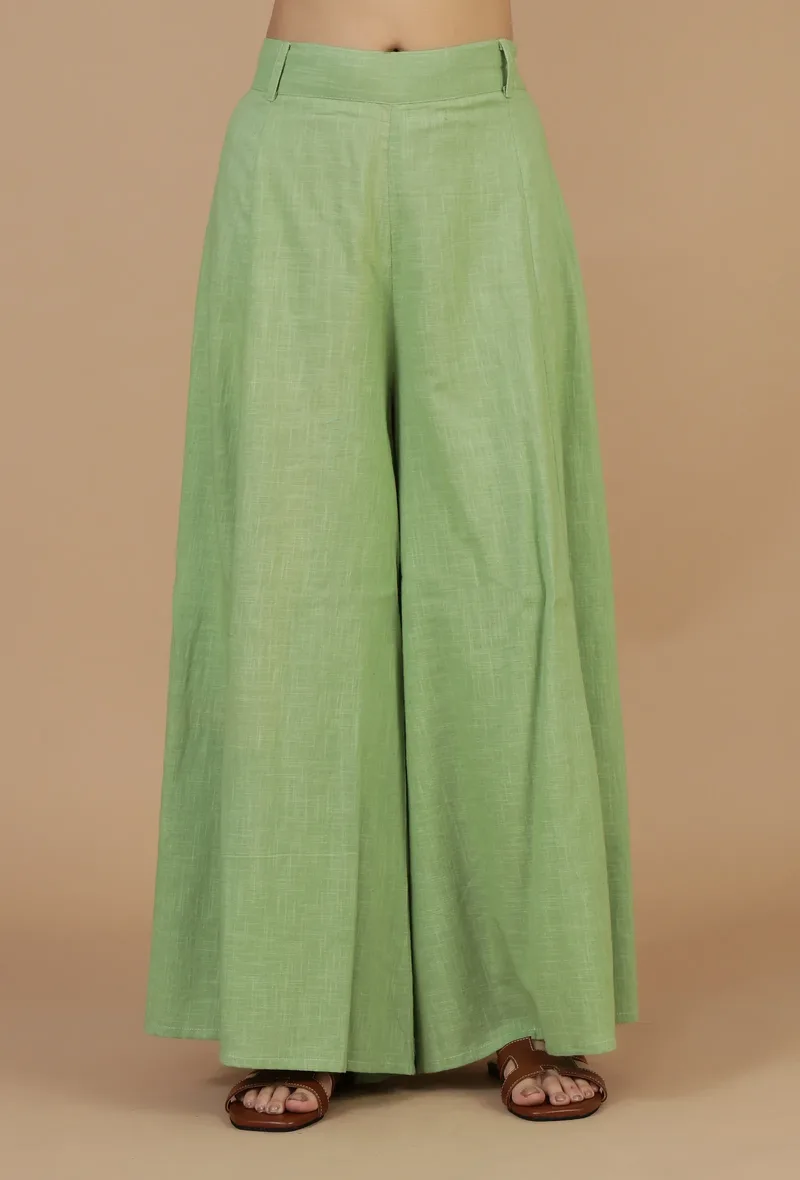 Light Green Cotton Palazzo Pants