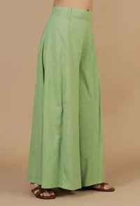 Light Green Cotton Palazzo Pants image 2
