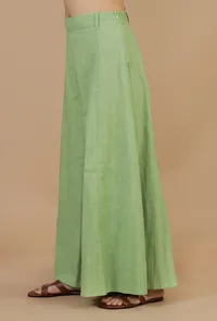 Light Green Cotton Palazzo Pants image 3