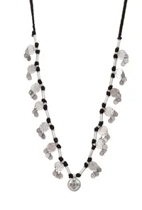 Black Threaded German Silver Necklace image 2