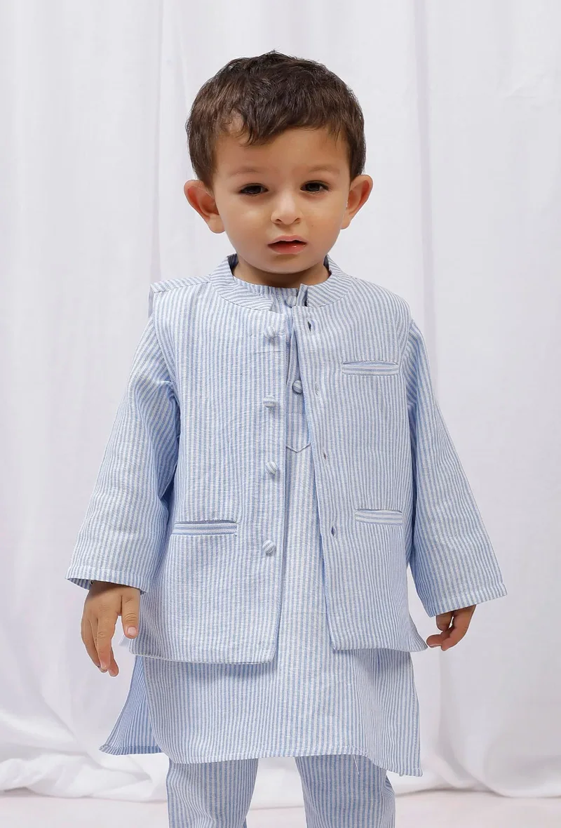 Blue Striped Nehru Jacket