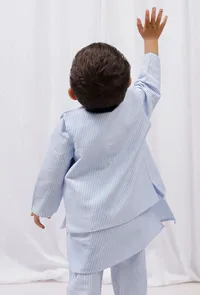 Blue Striped Nehru Jacket image 2