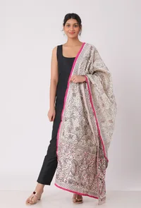 Mitali hand embriodered kantha silk dupatta image 1