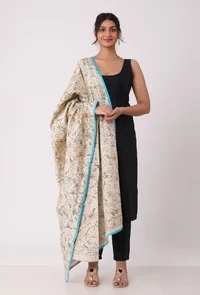 Turvi hand embriodered kantha silk dupatta image 1