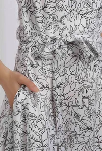 Black and White Halter Neck Cotton Dress With Belt image 5