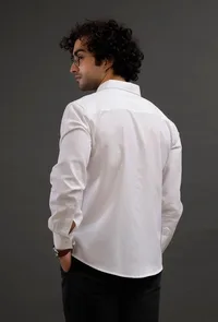 White Cotton Slim Fit Shirt image 3