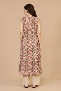 Baagh Hand Block Printed Sleeveless A-Line Kurta image 5