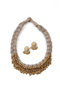 Gold Tone With Gunguru Jute Necklace Set image 2