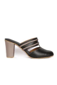 Black Chandini Braided Block Heels image 4