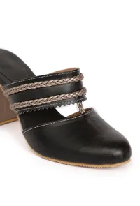 Black Chandini Braided Block Heels image 6