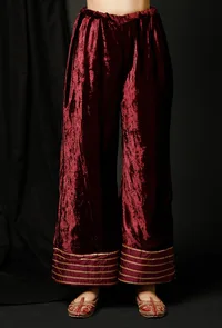 Set of 2 : Blue Velvet Phiran and Wine Velvet Pallazo image 4