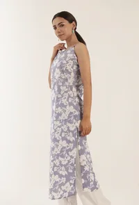 Blue Color Cotton Slip With White Motif image 2