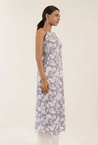 Blue Color Cotton Slip With White Motif image 3