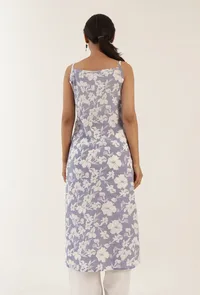 Blue Color Cotton Slip With White Motif image 4