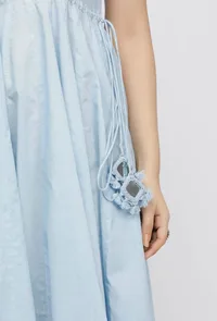 Set of 2: Blue Plain Cotton Anarkali with Blue Cotton Hand-Block Printed Chooridar image 6