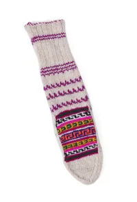 White & Multi Hand Knitted Woolen Winter Socks image 3