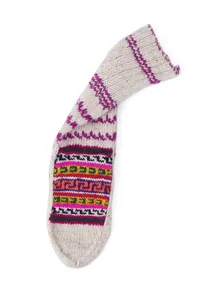 White & Multi Hand Knitted Woolen Winter Socks image 4