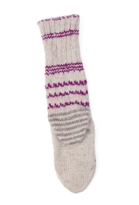 White & Multi Hand Knitted Woolen Winter Socks image 5