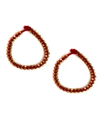 Set Of 2- Kashish Maroon German Silver Anklets image 2