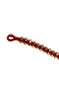 Set Of 2- Kashish Maroon German Silver Anklets image 5