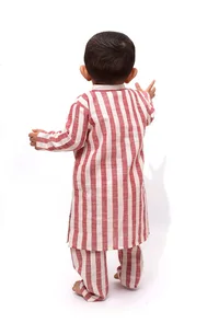 Set of 2 - Goofy Cherry Red Stripe Tunic Kurta Pajama image 4