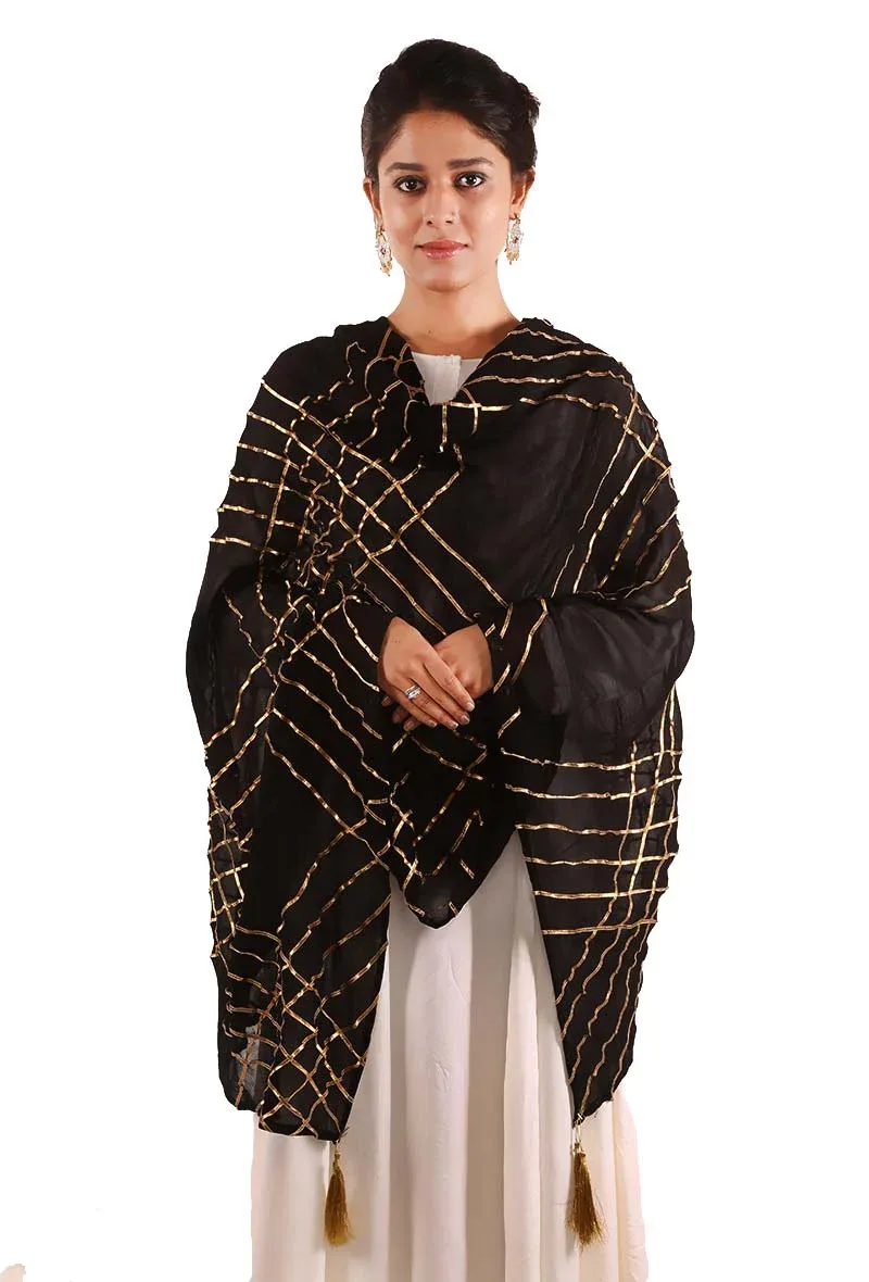 Black gota embroidered dupatta