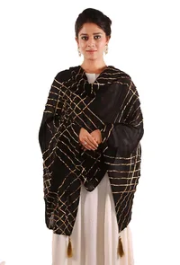 Black gota embroidered dupatta image 1