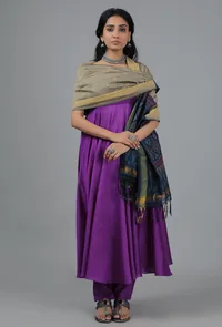 Squirrel Grey & Midnight Blue Ikat Dupatta image 2