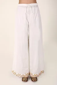 Yellow Leaf Handblocked Cotton Palazzo image 1