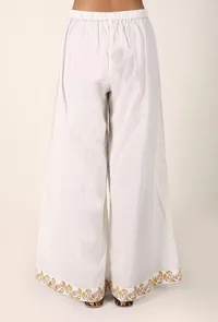 Yellow Leaf Handblocked Cotton Palazzo image 3